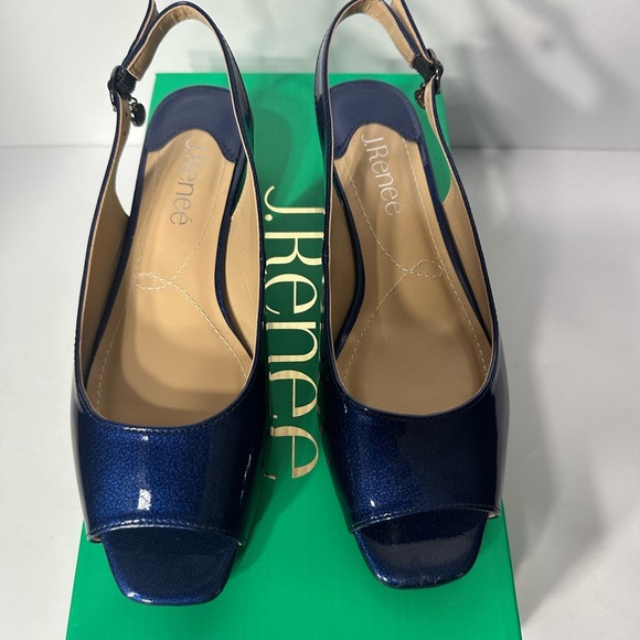 J.Renee Women's Navy Slingback Heels size 5.5 pre owned Exellent condition - Picture 7 of 9